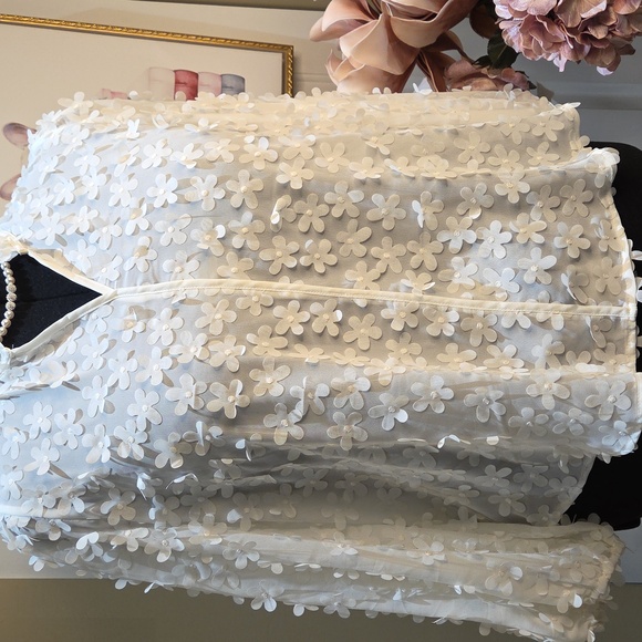 Nwt 1X Adrianna Papell White Floral Blouse - Picture 9 of 14